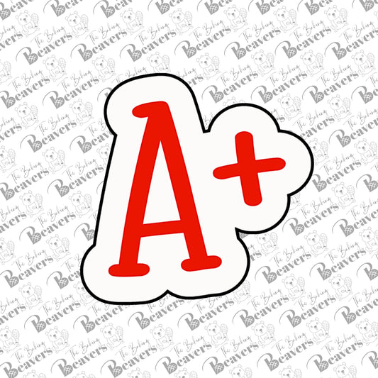 A+ Plaque Cookie Cutter (optional stencil)