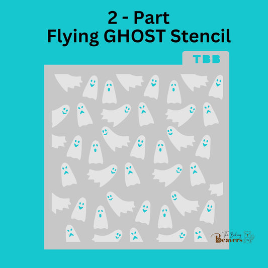 Flying Ghost Pattern Stencil (2 parts)