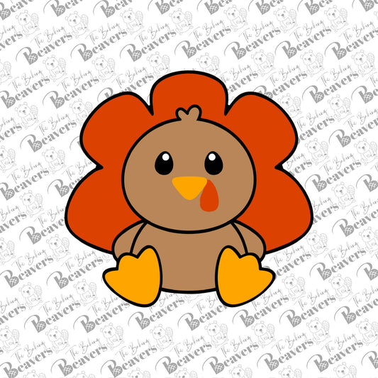 Cute Turkey (chunky- sitting) Cookie Cutter