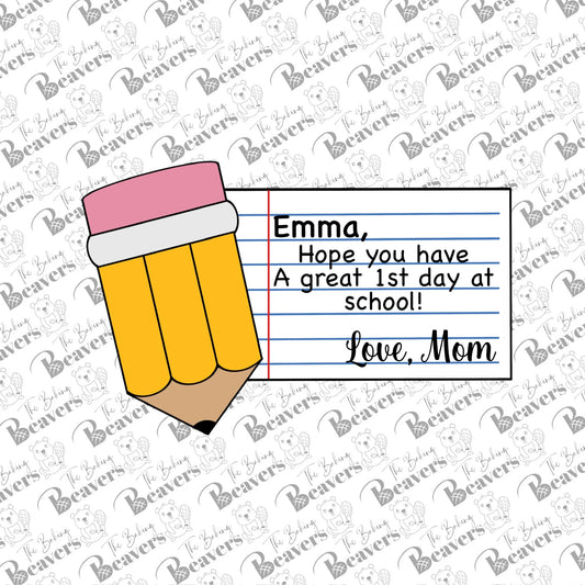 Pencil + Note (optional 2 part notebook line stencil) (recommend sizing up)