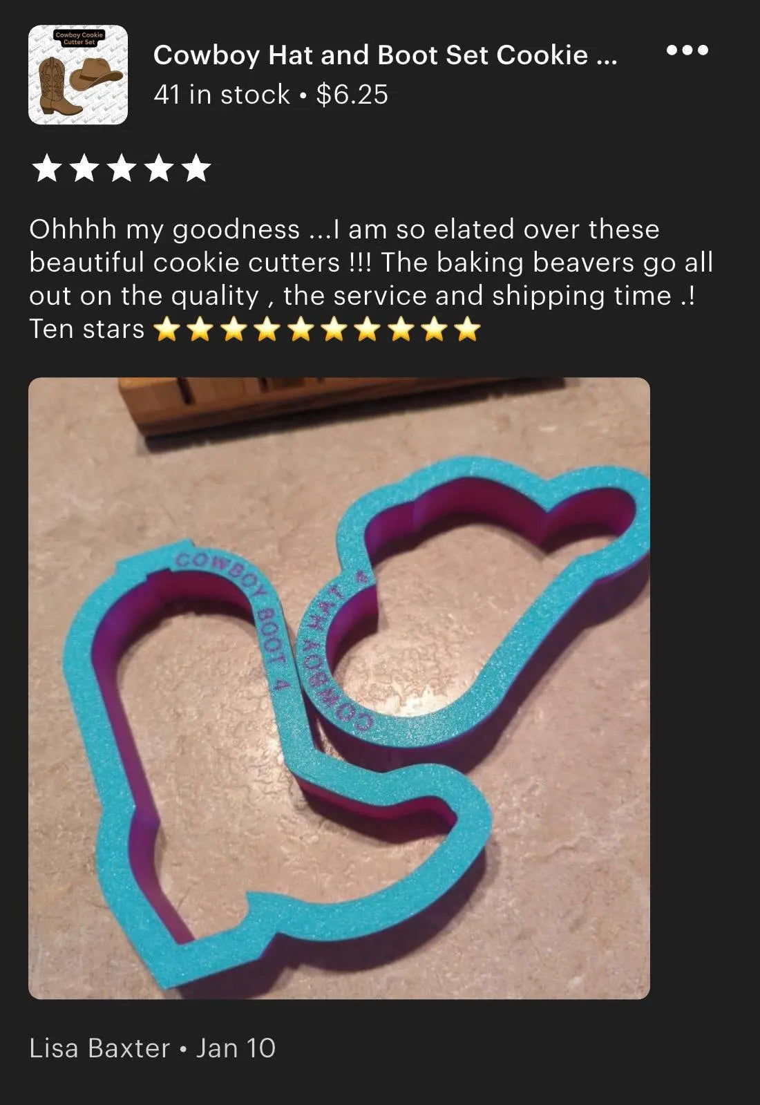 Cowboy Hat (side view) Cookie Cutter (recommend sizing up)