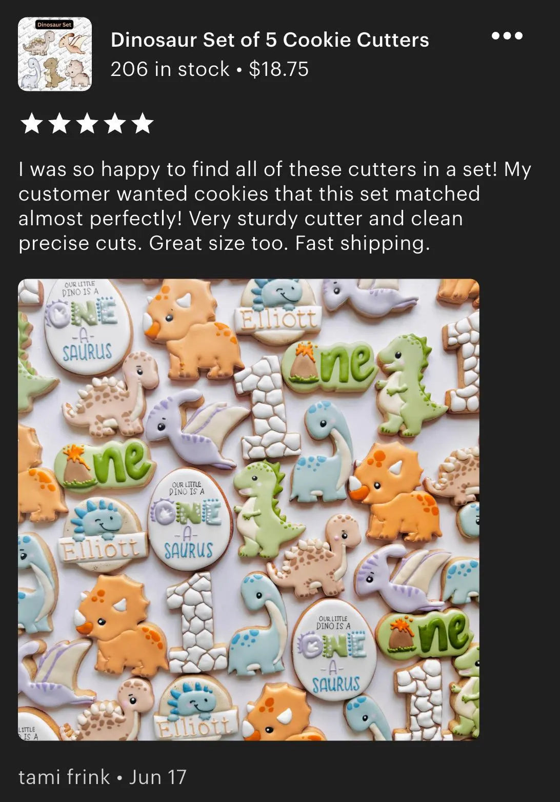 Dinosaur Set of 5 Cookie Cutters (updated)