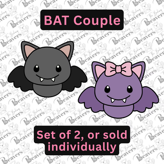 Cute Bat Couple - Boy & Girl (Set of 2 or Individual) Cookie Cutters