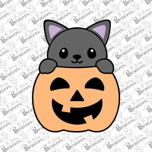 Halloween Black Cat in Pumpkin Cookie Cutter