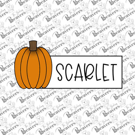 Pumpkin Personalized Name Plaque Cookie Cutter (recommend sizing up)