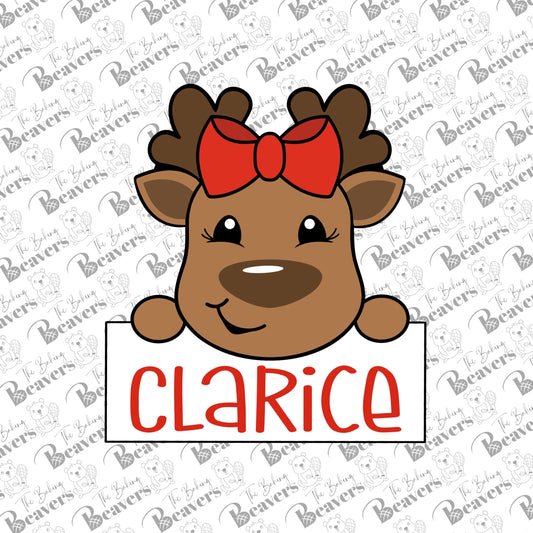 Girl Reindeer Personalization Name Plaque Cookie Cutter