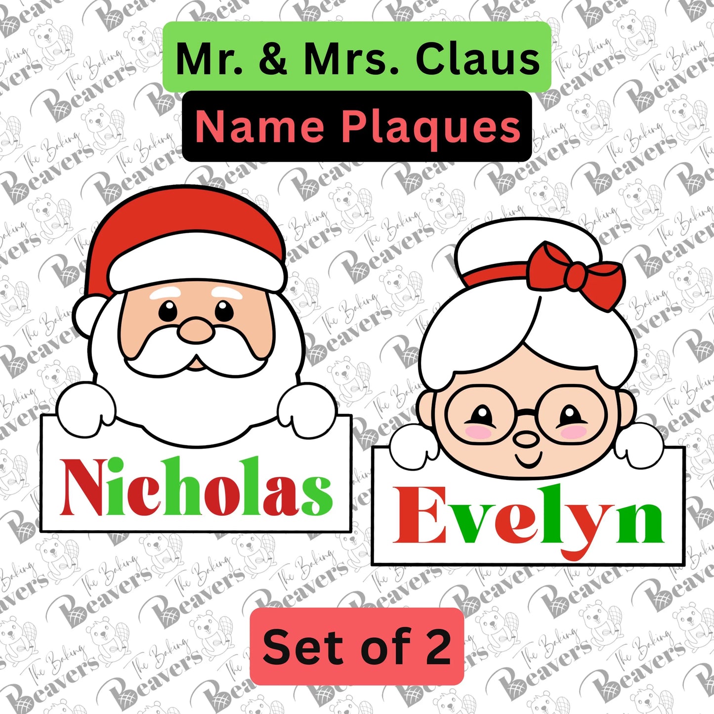 Mr. and Mrs. Claus Name Plaque (Set of 2) Cookie Cutter