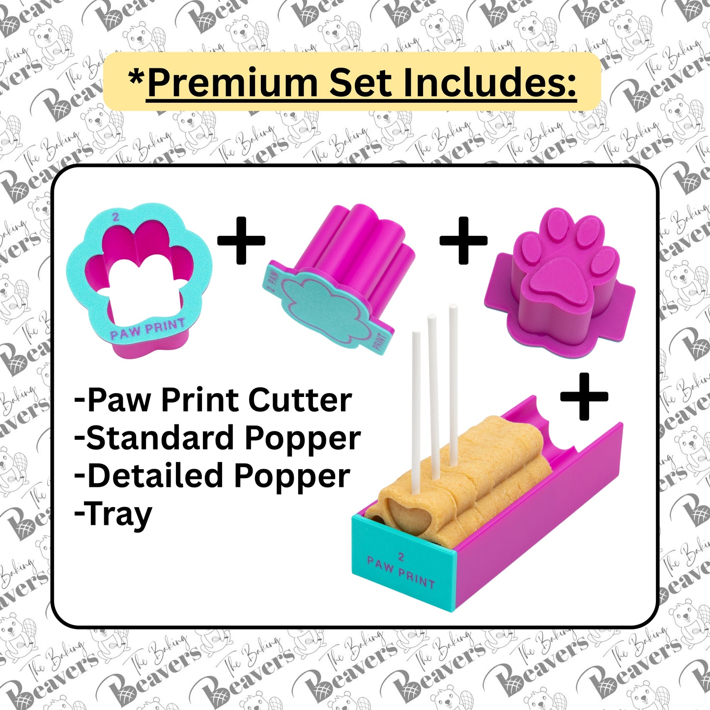Paw Print Mold Set (Cutter, Popper and Tray + Detailed Popper option)